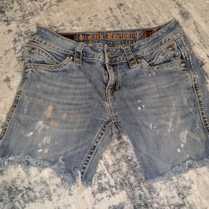🤑Rock Revival Light Blue Denim Cutoff Shorts